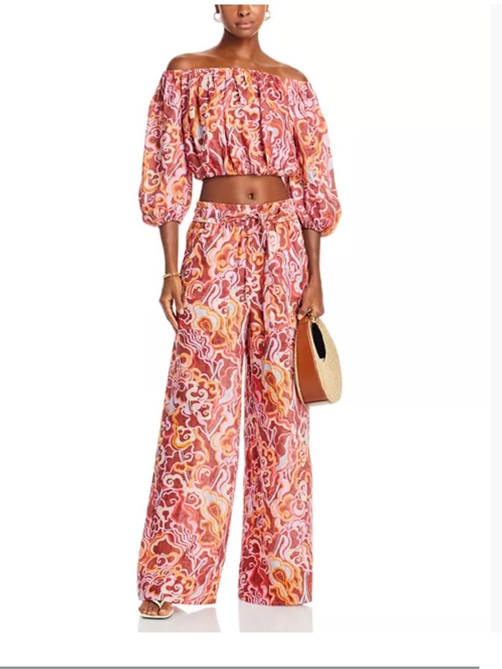 NWT Sz 4 A.L.C. Naomi Print Linen Pants - Baked Clay ($325)